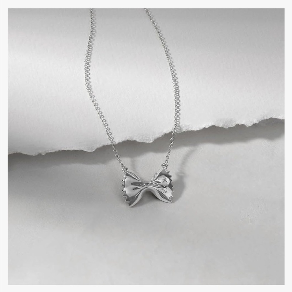 Wanderlust + Co Bow Tie Pasta Necklace Silver Rhodium - Picture 6 of 9